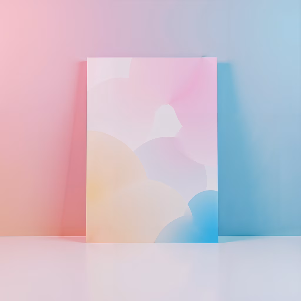 Soft pastel shapes on a minimalist background create a tranquil and simple aesthetic.