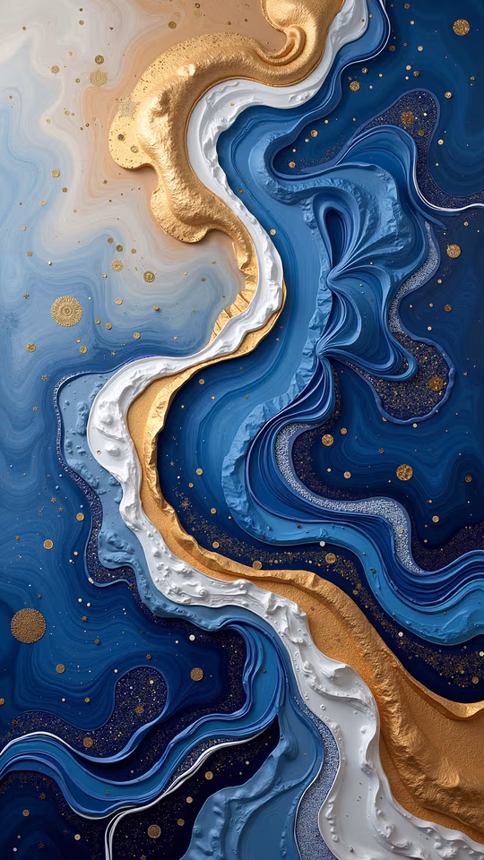 Abstract Swirls in Blue and Gold