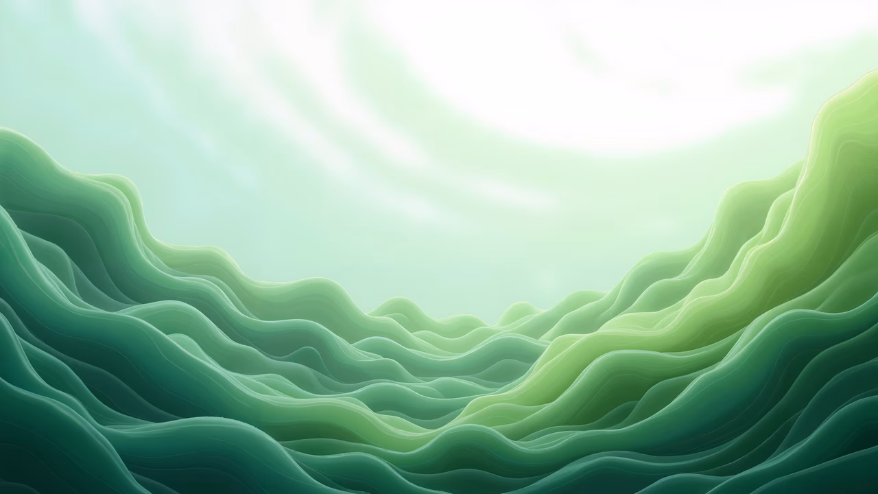 Abstract waves in soothing green tones, evoking tranquility and natural beauty.