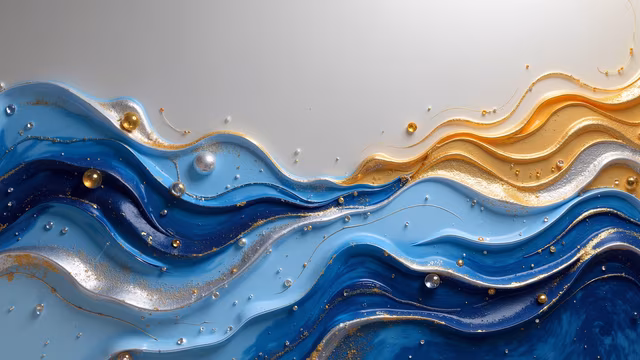 Abstract Waves in Blue and Gold