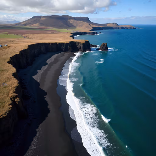 Aerial View of Black Sand Beach