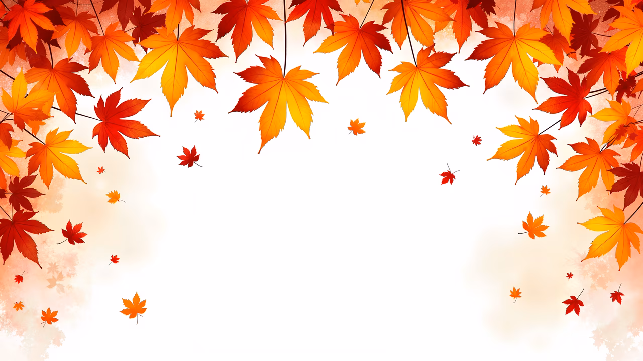 Vibrant autumn leaves illustration featuring detailed textures and a serene pastel background.