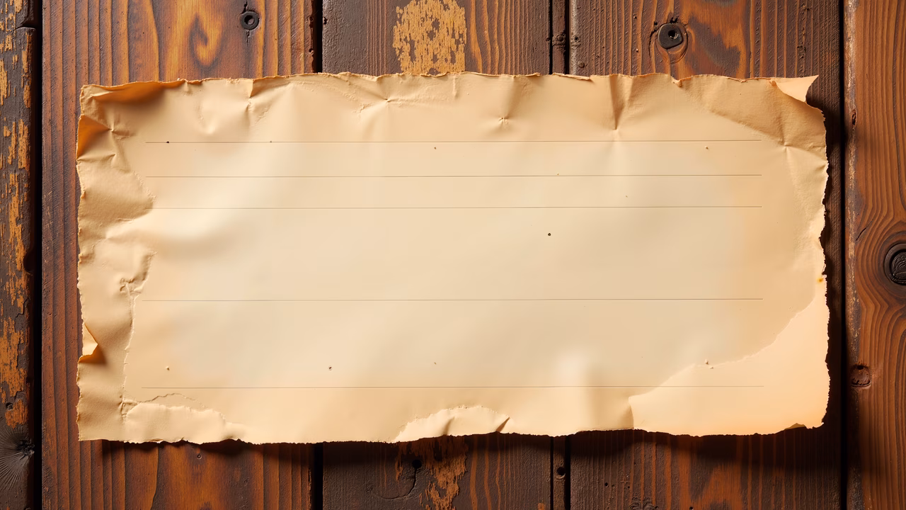 Blank sheet of paper on a rustic wooden background, evoking nostalgia and simplicity.