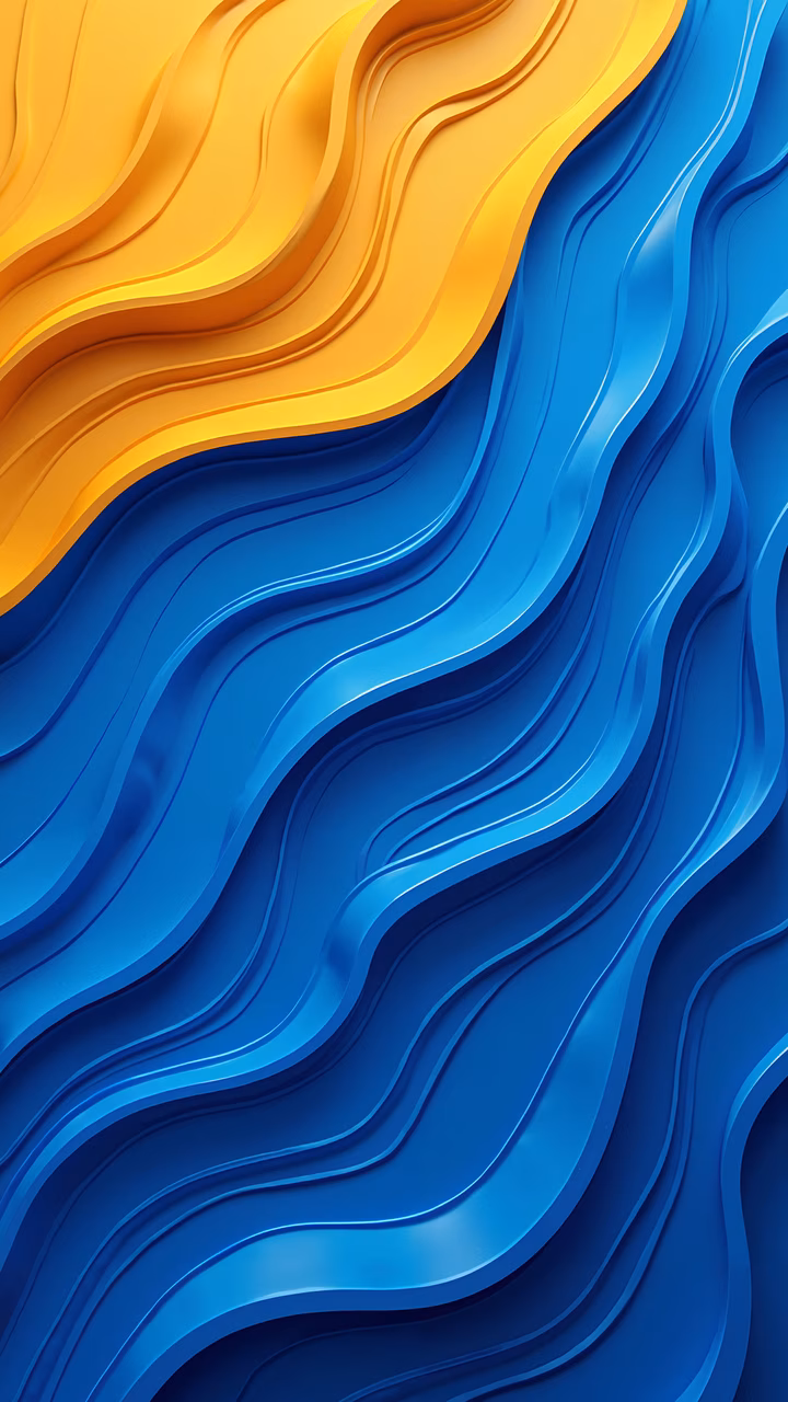 Contrasting blue and yellow waves create a dynamic and modern abstract art piece.