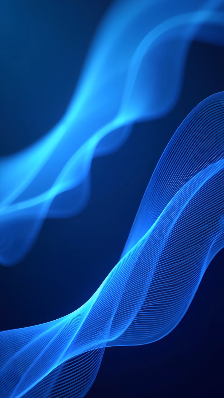 Abstract blue waves illustration featuring intricate lines and vibrant tones.