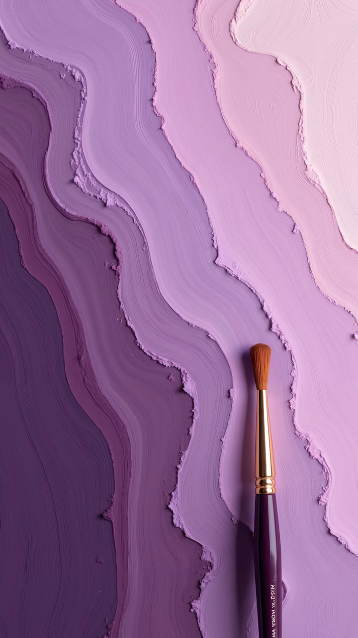 A brush stroke against a vibrant purple background, creating a dynamic and textured composition.
