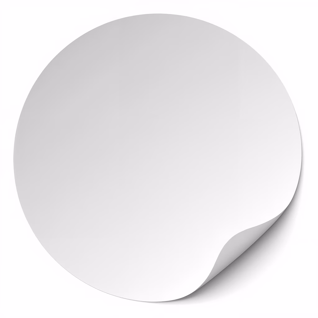 A minimalist illustration of a circular piece of paper with a curled edge, set against a white background.