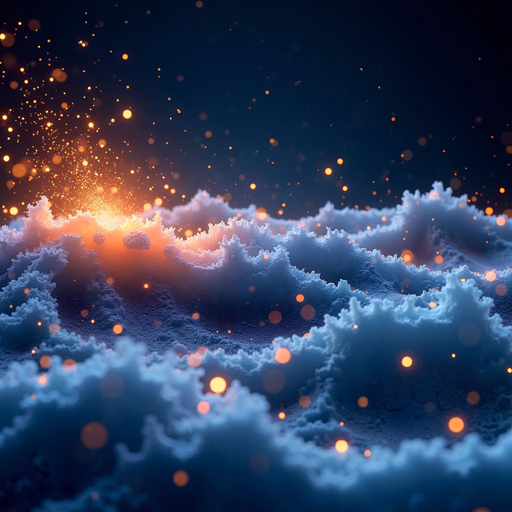 A tranquil sky scene with fluffy clouds and warm glowing lights, perfect for nature enthusiasts and those seeking a calming visual experience.