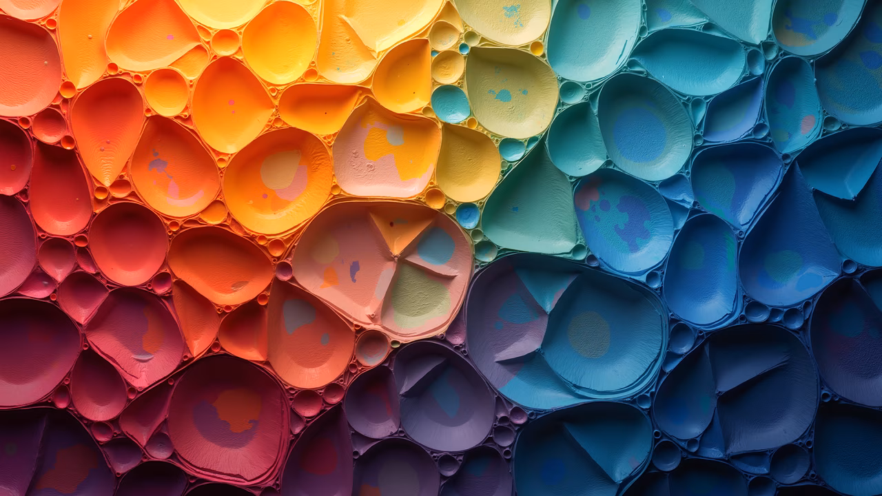 Vibrant abstract illustration featuring colorful bubbles in various sizes and shapes, creating a dynamic and playful composition.