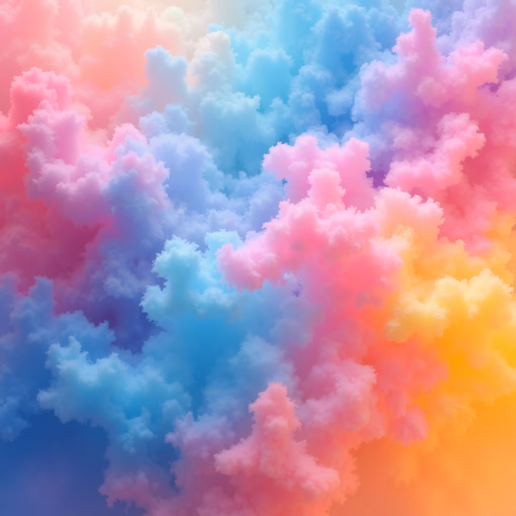Vibrant, colorful clouds in an abstract illustration style.