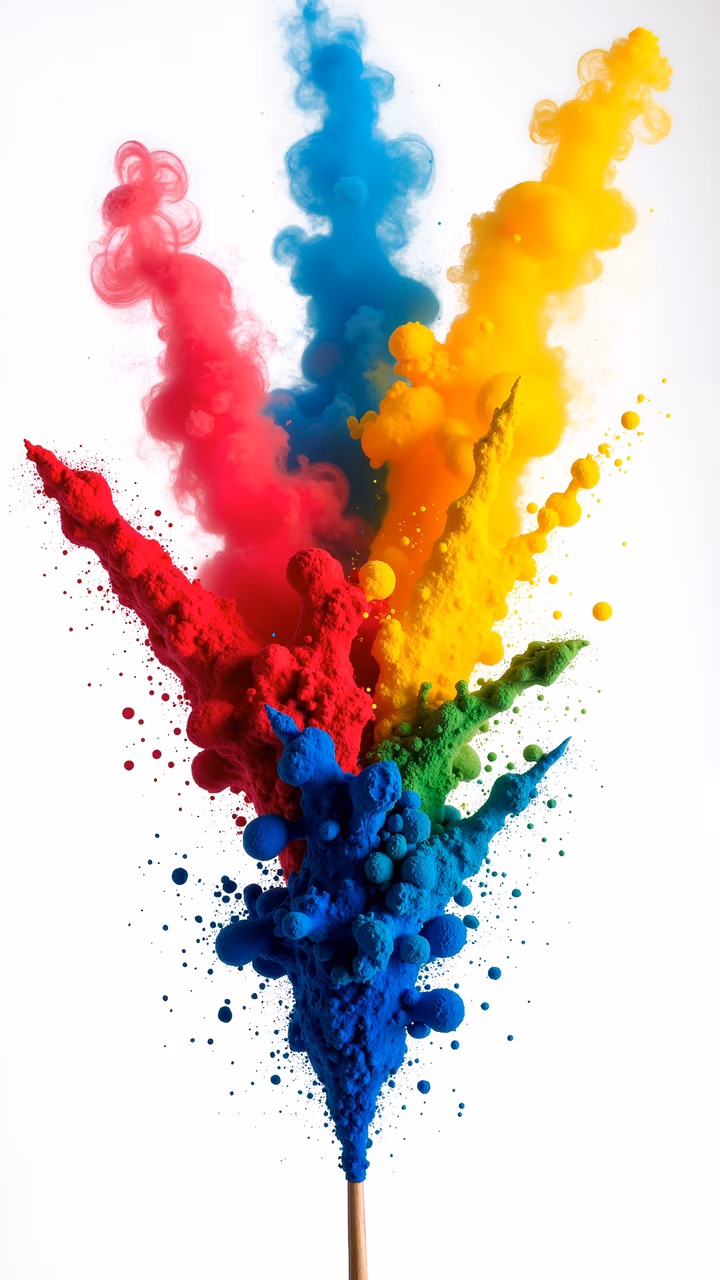 Vibrant color explosion with dynamic movement and energy