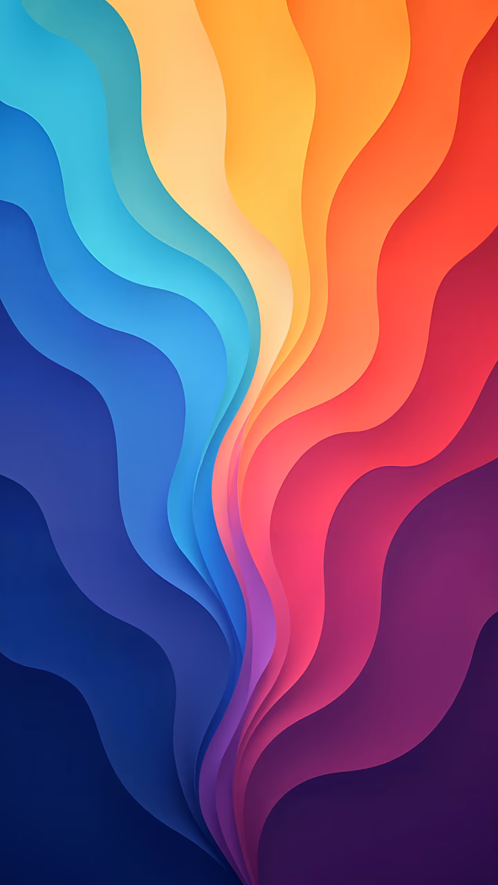 Vibrant, flowing waves in a spectrum of colors, abstract art