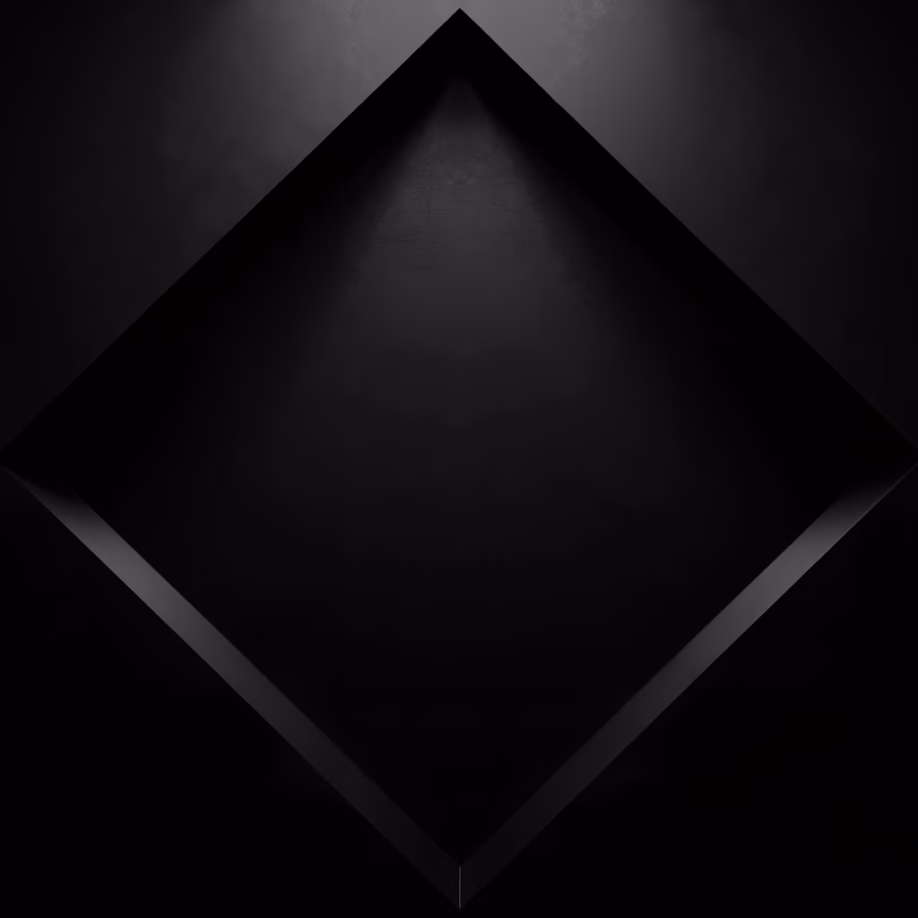 Abstract art featuring a dark diamond shape with textured surfaces and a gradient background.