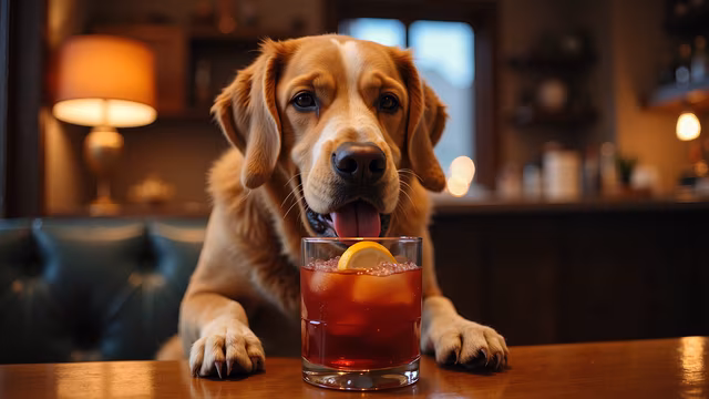 Dog Drinking Cocktail