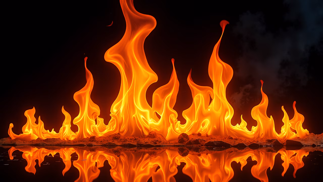 Dynamic fire reflections in an artistic illustration