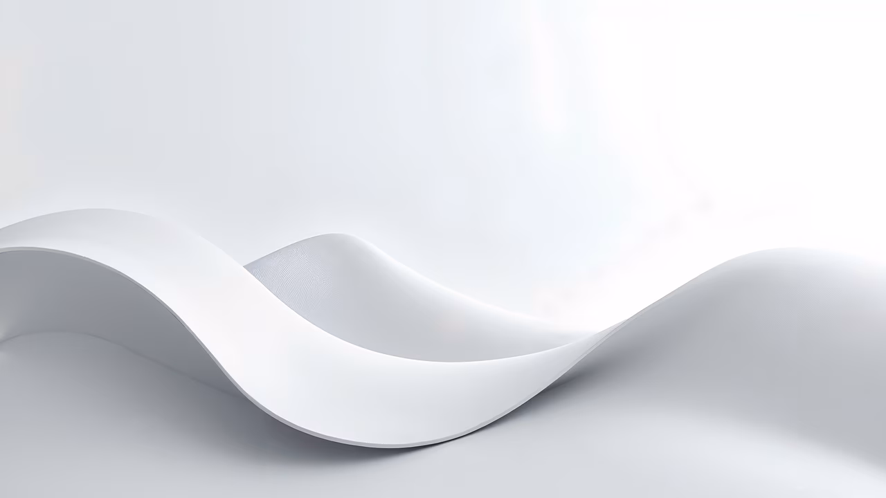 Minimalist abstract illustration of flowing waves in shades of white and light gray, featuring smooth curves and subtle textures.