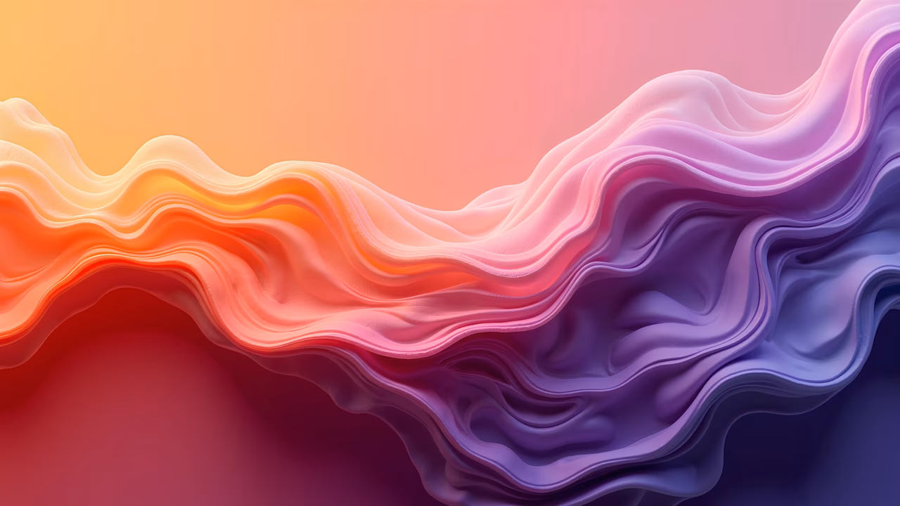 Abstract illustration of flowing waves with vibrant gradient colors, evoking movement and energy.