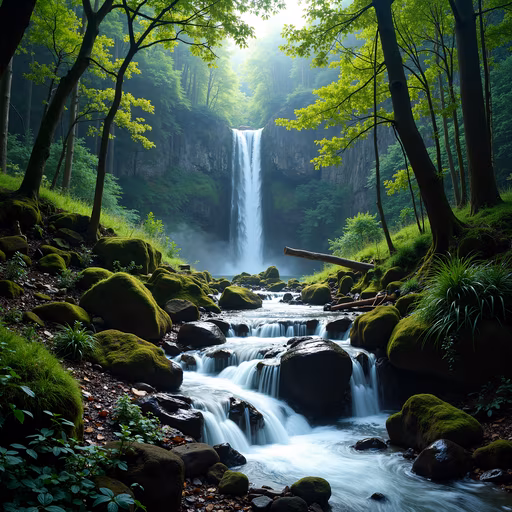 Forest Waterfall Illustration