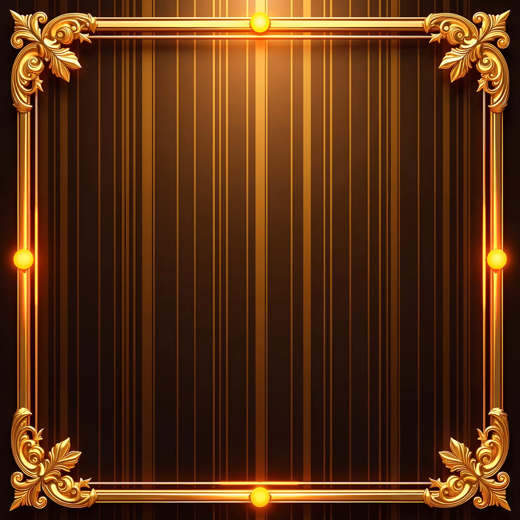 Luxurious golden frame with intricate floral designs and vertical stripes for decorative purposes.