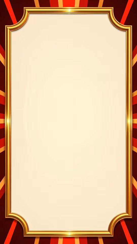 Golden Frame On Red Striped Background