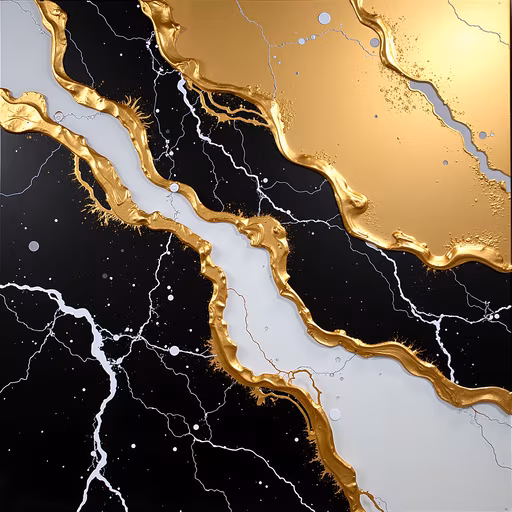 Golden Streams on Black Canvas