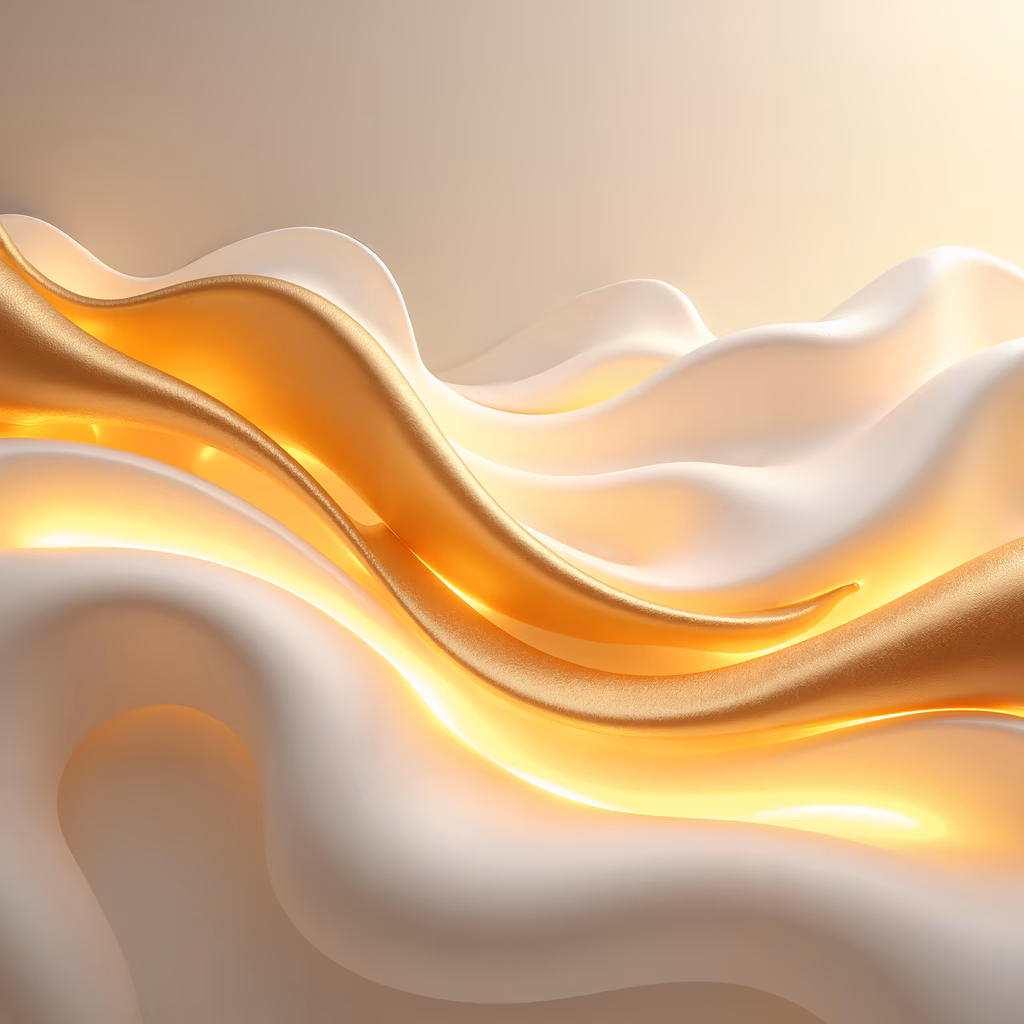 Abstract golden waves on a beige background, evoking luxury and serenity.