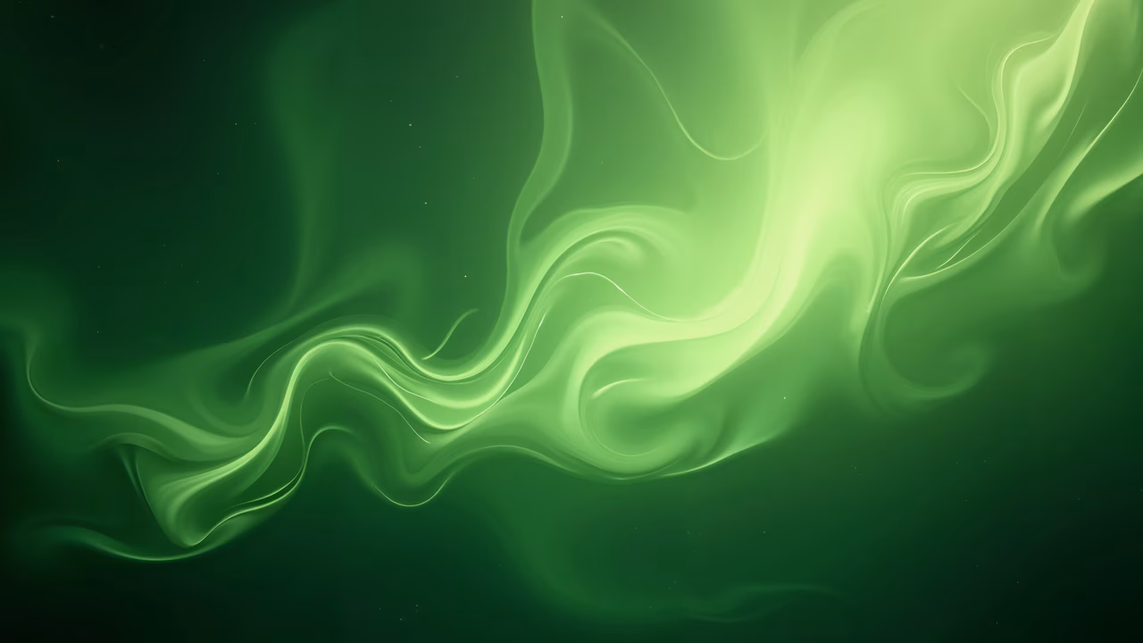 Abstract green flow illustration with soft glowing tones and fluid movement.