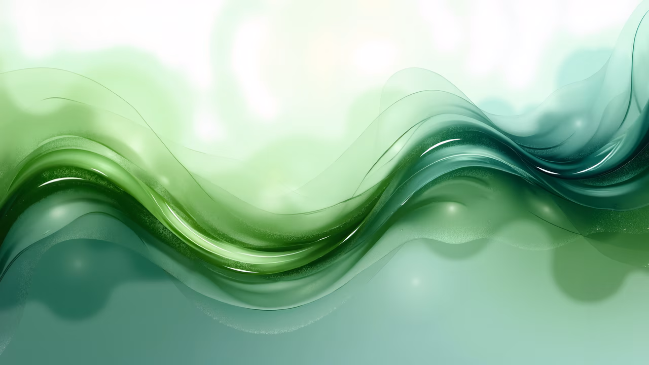 Minimalist green flow illustration with smooth textures and vibrant hues.