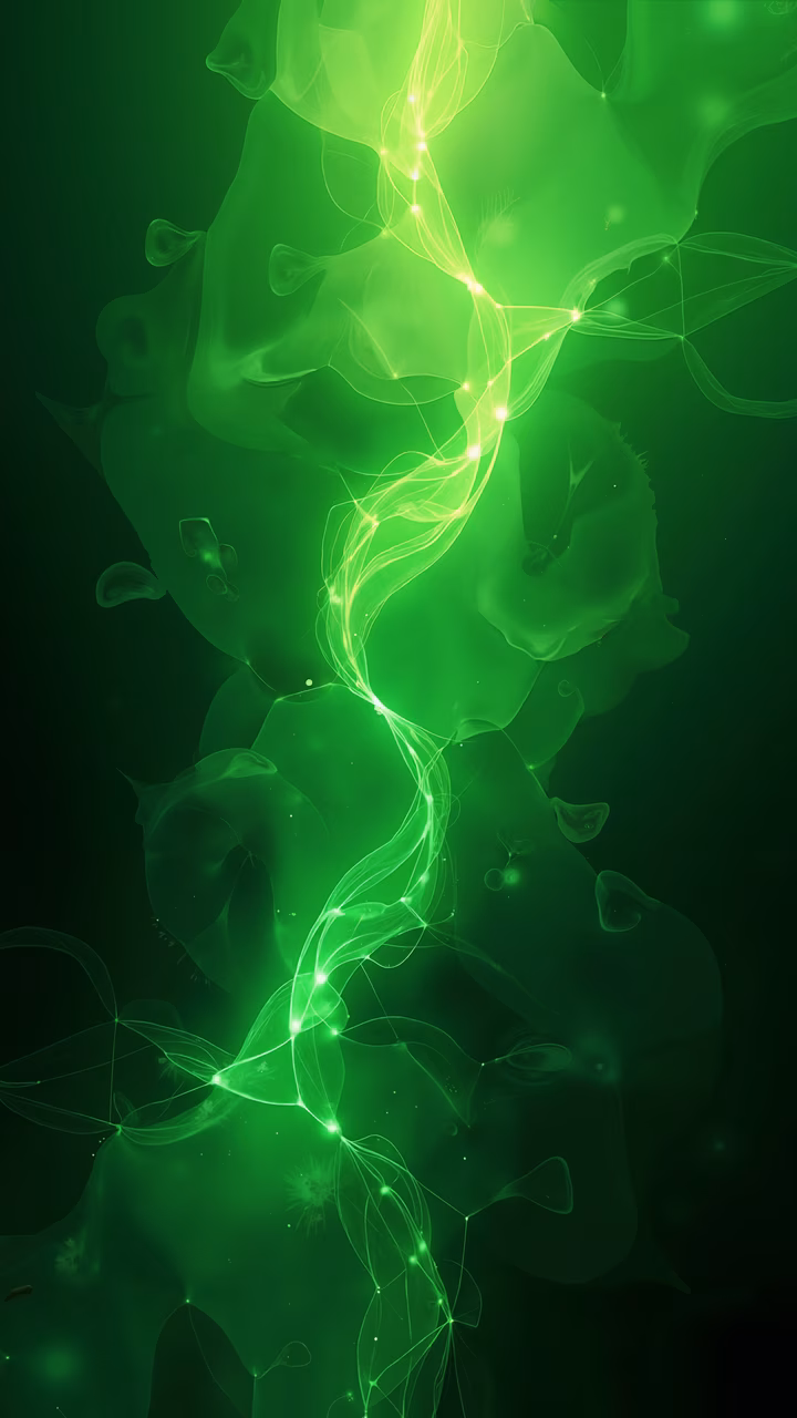 Abstract illustration featuring glowing green light in a mysterious and captivating atmosphere.