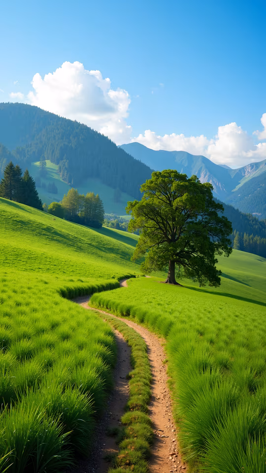 Green Landscape With Path And Tree