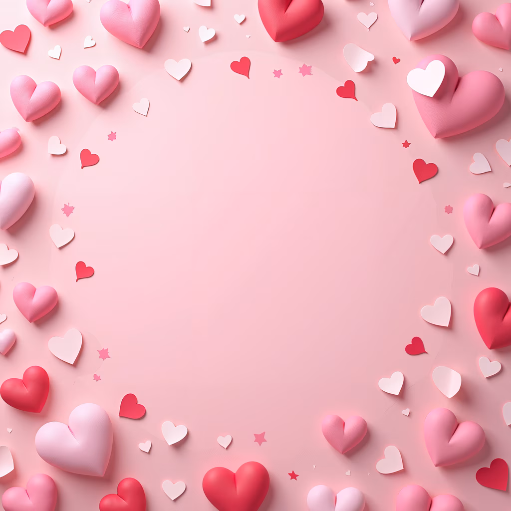 Romantic heart frame with soft pink tones for Valentine's Day celebration.