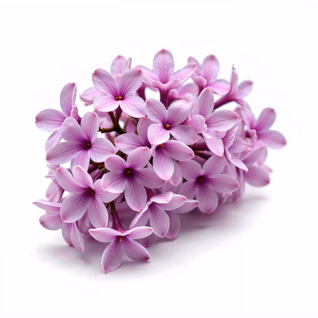 Soft pink lilac bouquet on white background
