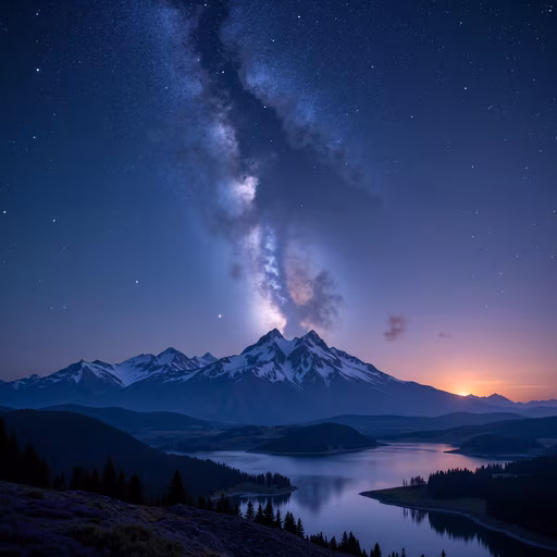 Milky Way Over Snowy Mountains