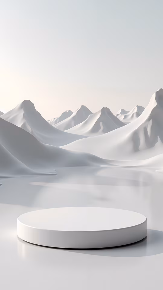 Minimalist Podium in Snowy Mountains