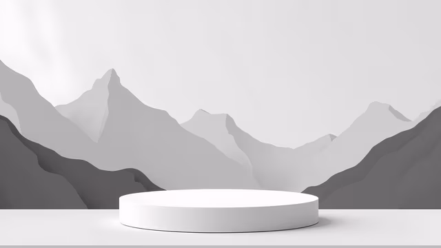 Minimalist Podium with Mountain Backdrop