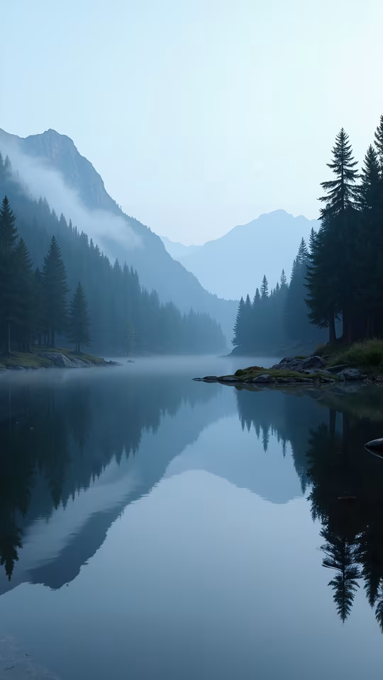 Misty Mountain Reflections