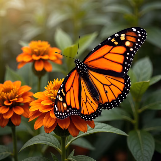 Monarch Butterfly on Orange Flowers