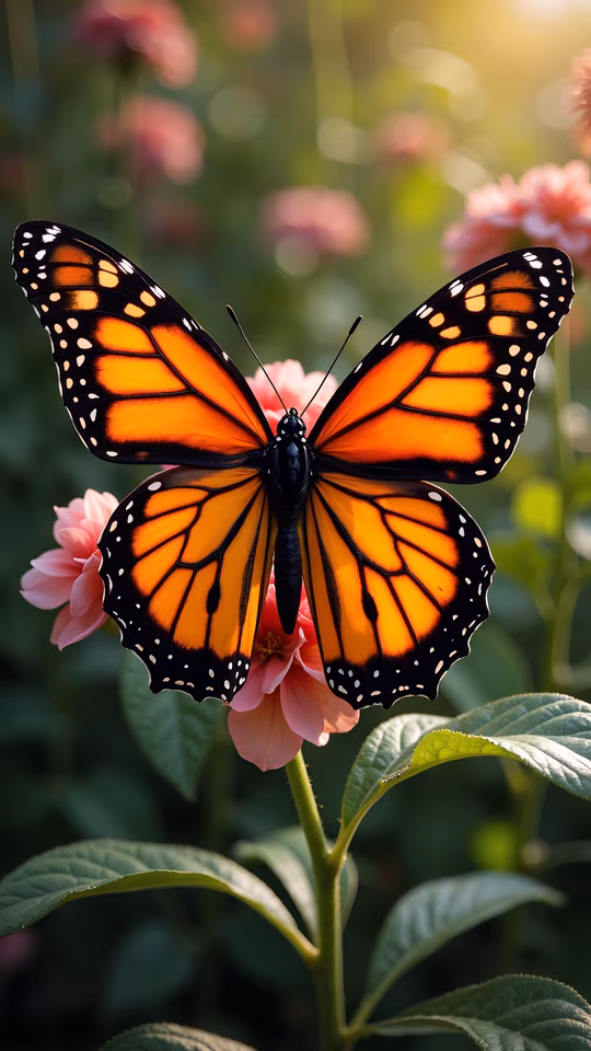 Monarch Butterfly on Pink Flower
