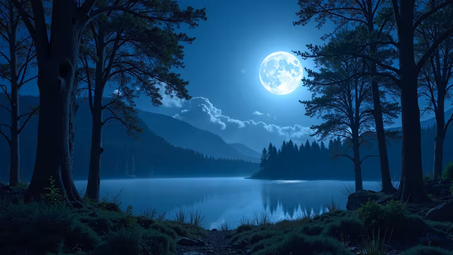 Moonlit Lake Illustration