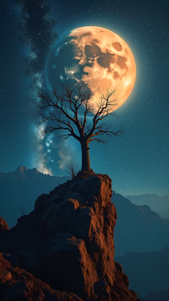 Moonlit Tree Illustration