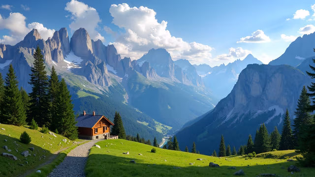 Mountain Cabin Illustration