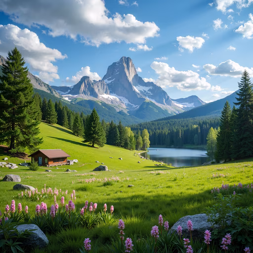 Mountain Lake Illustration