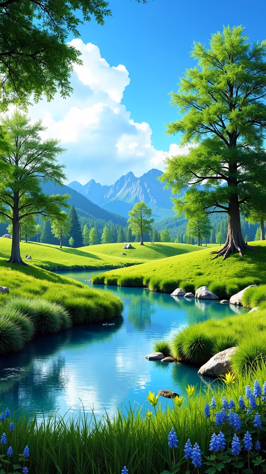 Mountain Lake Illustration