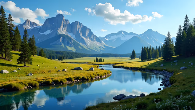 Mountain Lake Illustration