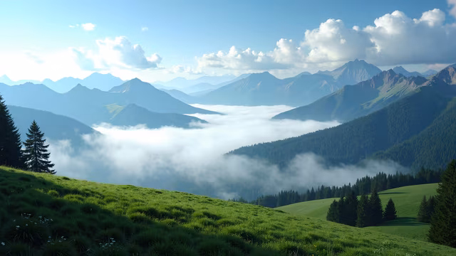 Mountain Landscape with Clouds