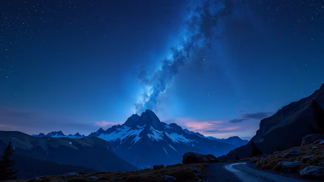 Mountain Night Sky Illustration