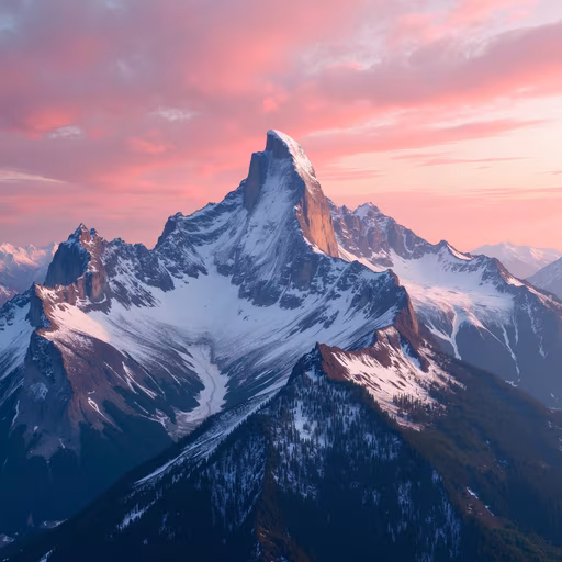 Mountain Peak Sunset Illustration