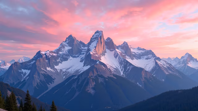 Mountain Peaks at Sunset