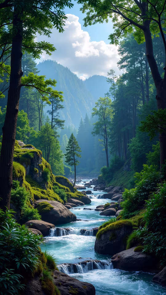 Mountain River Illustration