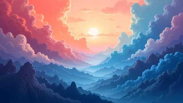 Mountain Sunset Illustration